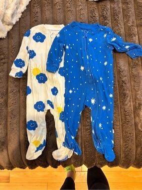 Huggies Baby Footed Sleepers Blue & Cream Size 9M